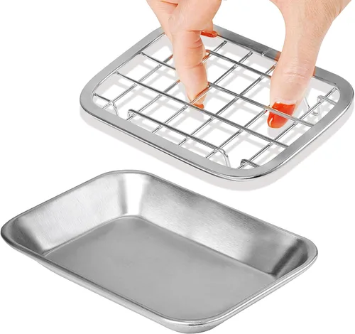Vista 9 de SheeChung Jabonera para baño y cocina, bandeja para jabón de acero Negro