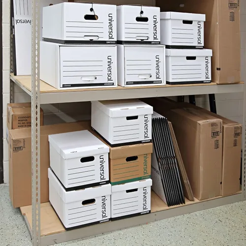 Vista 7 de Universal Basic-Duty Cajas de almacenamiento de discos económicos, paquete de 10, archivos de cartas/legales, 12 x 15 x 10 pulgadas, color blanco