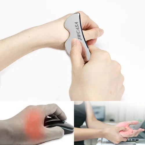 Vista 8 de Gua Sha Herramientas faciales de acero inoxidable Mini Guasha herramienta para drenaje linfático facial