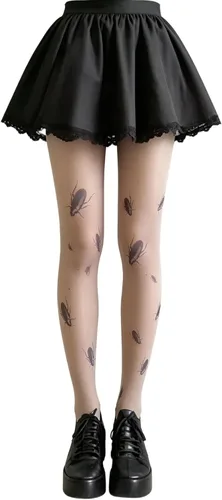 Vista 9 de RICHTRUE Whimsy Twee Funky - Mallas estampadas para mujeres, adolescentes y niñas, Emo Goth Cool 2000s Fun Printed Tights Y2k Grunge Alt Clothes