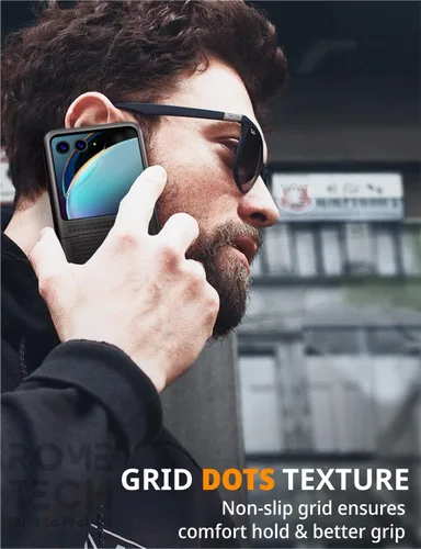 Vista 6 de Funda diseñada para Motorola Razr+ (2023) con funda de clip para cinturón, funda con función atril, color negro (Dotos)