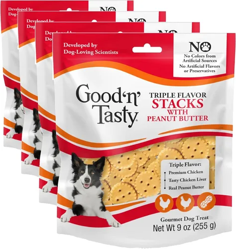 Vista 13 de Good 'n' Tasty Pilas de triple sabor con queso, 9 onzas, aperitivos de tamaño bocado para perros con pollo premium y queso real