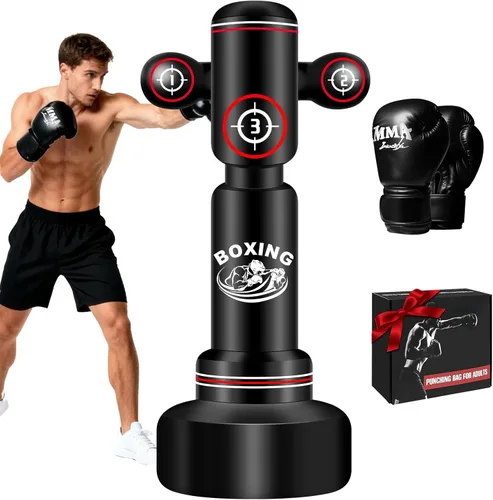Vista 9 de Freestanding Punching Bag with Gloves, 70'' Heavy Boxing Bag with Stand for Adult Teens, Standing Women Men Inflatable Kickboxing Bags for Beginners