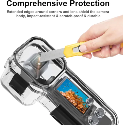 Vista 6 de FitStill Funda de buceo impermeable compatible con DJI Osmo Pocket 3,147FT/45M carcasa protectora subacuática con soporte de montaje Pocket3 Kit