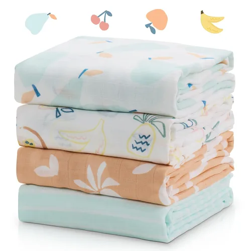 Vista 13 de Momcozy Mantas de muselina para bebé, suaves y sedosas de 47 x 47 pulgadas, mantas transpirables para envolver al recién nacido, para niños y niñas