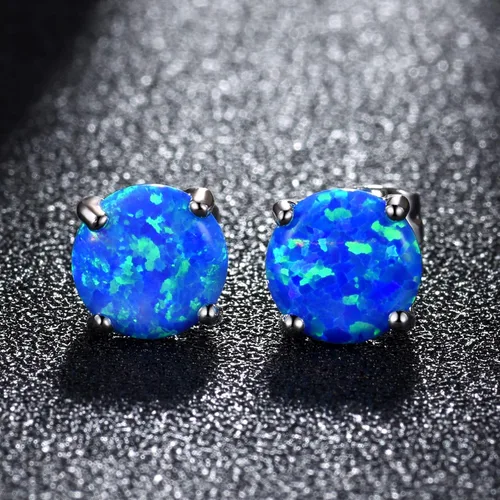 Vista 4 de CERSLIMO - Aretes de ópalo multicolor para mujer, 8mm