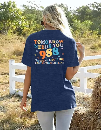 Vista 4 de FASHGL Mental Health Matters - Camiseta para mujer 988 para prevención del suicidio, camiseta divertida para terapeuta y psicólogo