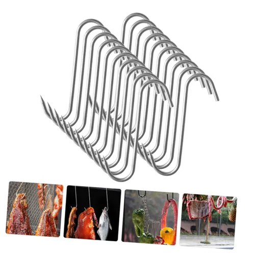 Vista 2 de Healeved 20 ganchos de carne para ahumar y secar, ganchos pequeños para tocino, pollo, salchicha de carne y jamón para procesamiento de carne