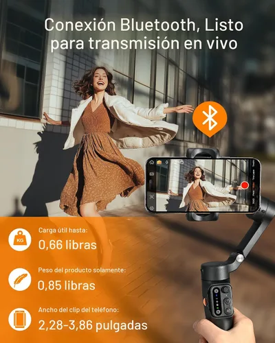 Vista 9 de Estabilizador de cardán iSteady X3 SE Plus de hohem para iPhone, cardán de teléfono de 3 ejes con control remoto desmontable, varilla extensible