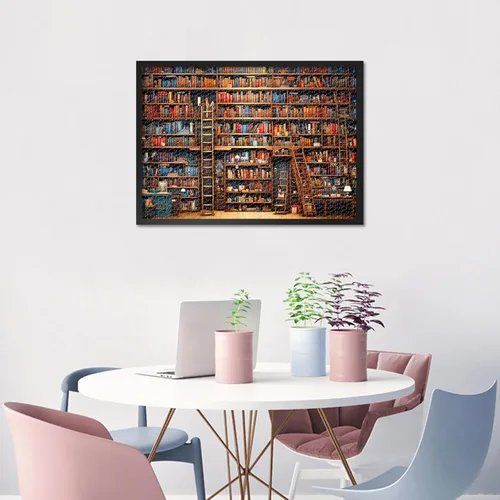 Vista 6 de Vintage Library - Rompecabezas de 1000 piezas para adultos, estantería llena de muchos libros, rompecabezas de collage de aprendizaje y educación