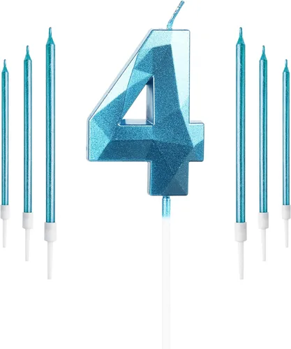 Vista 25 de Vela rosa de cumpleaños número 1 con 6 velas largas, decoraciones de decoración de pastel para fiesta de niña de 1 año, suministros de celebración