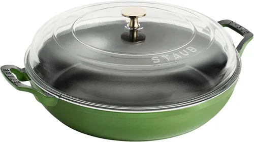 Vista 16 de Staub - Cazuela de hierro fundido de 3.5 cuartos con tapa de cristal