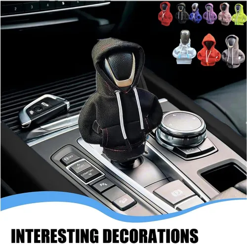 Vista 2 de Funda para palanca de cambios de automóvil, suéter divertido con pomo de palanca de cambios, sudadera con capucha para decoración y protección