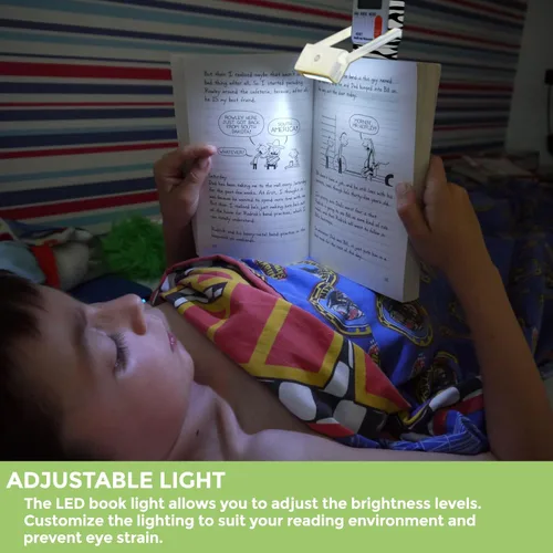 Vista 4 de Mark-My-Time Zebra - Luz LED para libros con marcador digital y temporizador de lectura
