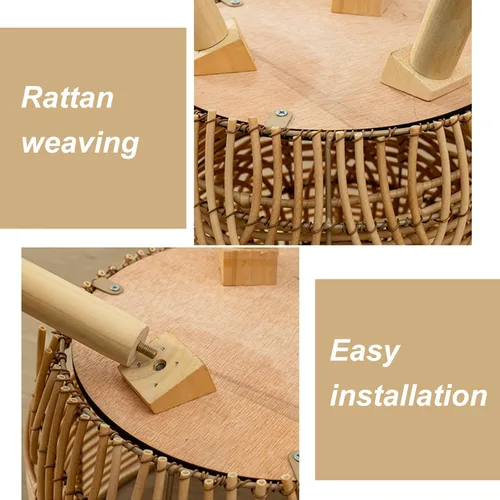 Vista 6 de Soporte para maceta de bambú tejido de ratán con patas, contenedor tejido a mano para decoración de sala de estar, balcón (#1)
