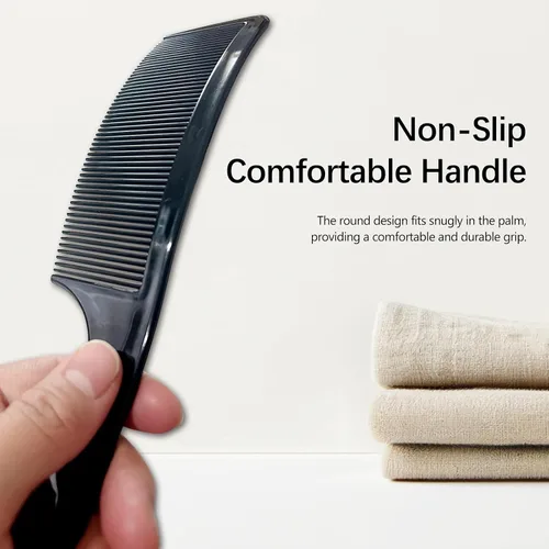 Vista 6 de Juego de 3 piezas de peine de peluquero curvado en negro, blanco, gris: perfecto para cortes de pelo profesionales y peinado, diseño ergonómico