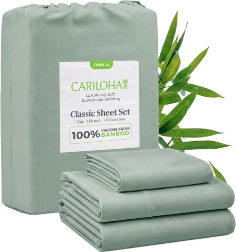 Vista 11 de Cariloha Set de sábanas clásico de 4 piezas Ropa de cama de playa King Material de viscosa Extra suave, refrescante para personas que