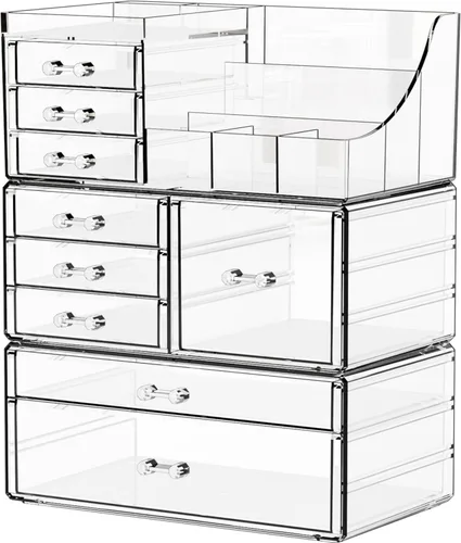 Vista 9 de Yieach 2 Pack Organizador de Maquillaje Transparente para Encimera para Vestidor, Organizador de Tocador y Baño, Organizadores Acrílicos