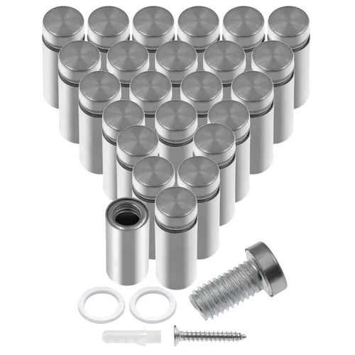 Vista 34 de Luomorgo 12 piezas tornillos separadores de acero inoxidable de 1" x 1", herrajes de montaje para letreros de pared, separadores de vidrio