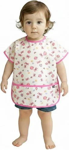 Vista 10 de Plie Short Sleeve Waterproof Bib for Toddlers – Easy Clean Feeding Apron for Mealtime, Daycare, Self-Feeding, Lightweight