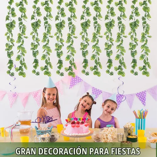 Vista 3 de Dolicer 4 piezas de enredaderas artificiales de Monstera, 5.6 pies, plantas de vegetación colgantes artificiales, hojas de palmera tropicales