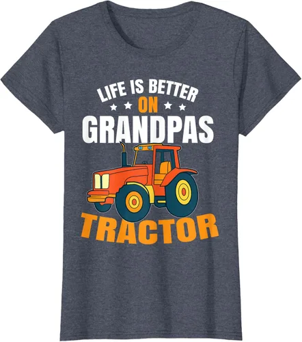 Vista 85 de Life Is Better On Grandpas Tractor Kids Farm Tractor Boy Camiseta, Negro