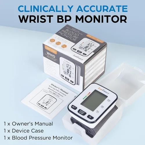 Vista 7 de LotFancy - Monitor de presión arterial para muñeca, 2 modos de usuario, muñeca de 5.3 a 8.5 pulgadas, aprobado por la FDA, funda incluida.
