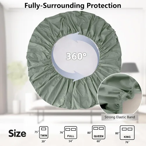 Vista 3 de Protector de colchón tamaño King, transpirable, con bolsillo de 6-18 pulgadas de profundidad, sábana bajera impermeable para mascotas, niños