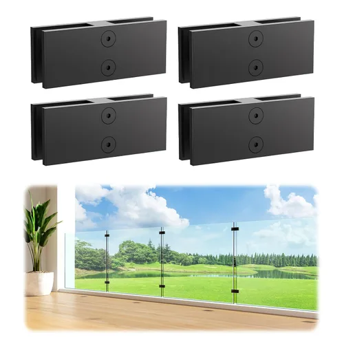 Vista 14 de LukLoy Abrazadera de Barandilla, Soporte de Acero Inoxidable 304 Negro para Barandilla de Balaustrada de Vidrio Valla de Piscina (1, 90 Grados)
