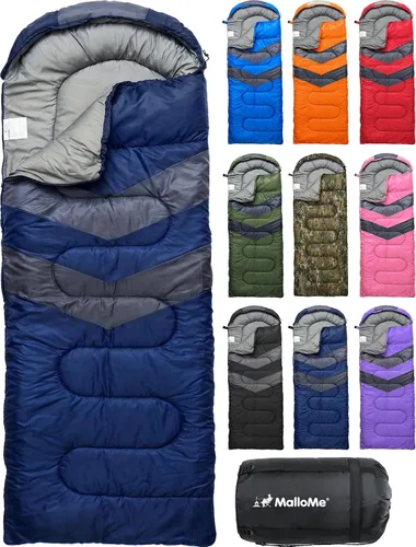 Vista 24 de MalloMe Sacos de dormir para adultos en clima frío y cálido – Saco de dormir para niños, niñas, niños – Accesorios ligeros esenciales de camping