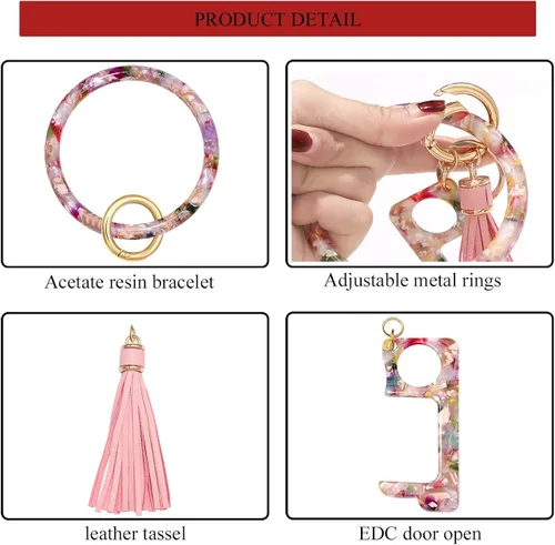Vista 5 de Llavero pulsera pulsera pulsera acetato resina llavero pulsera llavero pulsera pulsera coche llavero para las mujeres