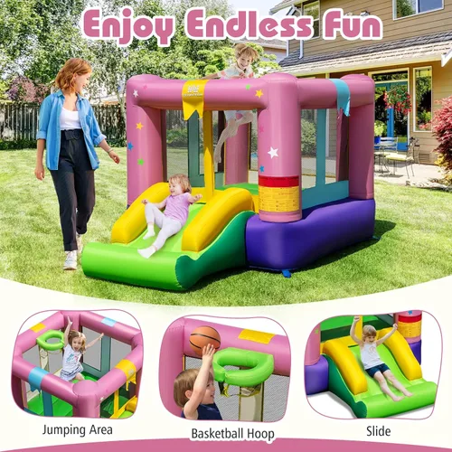 Vista 3 de BOUNTECH Casa inflable de rebote para niños de 3 a 12 años para interiores y exteriores con soplador de 480 W, área de salto, tobogán, juego