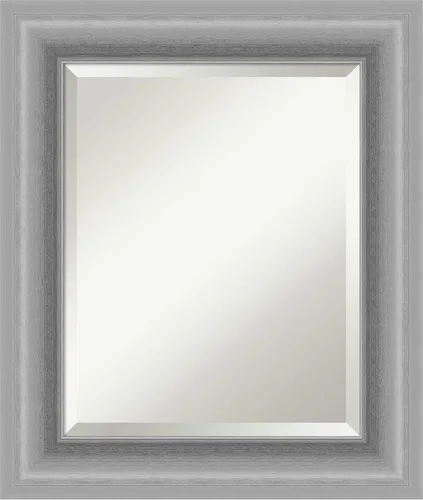 Vista 12 de Amanti Art Espejo de pared plateado de 26 x 22 pulgadas, espejo rectangular de baño de níquel pulido para decoración de pared, sala de estar, marco