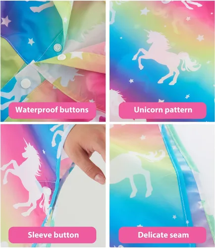 Vista 6 de WAWSAM Poncho de lluvia ligero para niños, impermeable, reutilizable