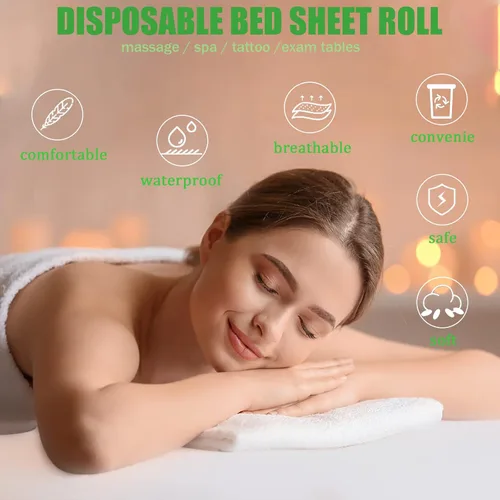 Vista 9 de 1 rollo de sábanas no tejidas desechables, 50 hojas de mesa de masaje