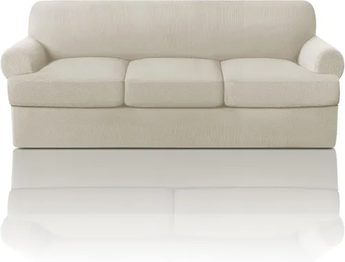 Vista 19 de PrinceDeco Fundas elásticas para sillón de 2 piezas, fundas de sofá para sillas con cojines en forma de T, fundas suaves para muebles con 1 funda