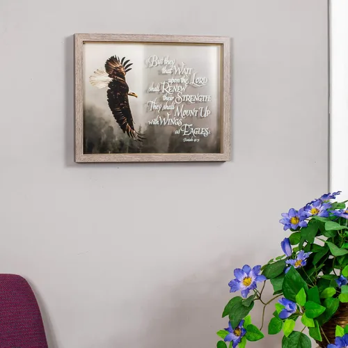 Vista 2 de Dicksons Placa decorativa de madera con texto en inglés "Wait Upon The Lord Renew Strength" Black Eagle (12 x 15 pulgadas)