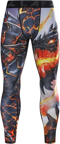 Vista 5 de LAFROI Mallas de compresión de secado rápido para hombre, leggings de cintura YSK08