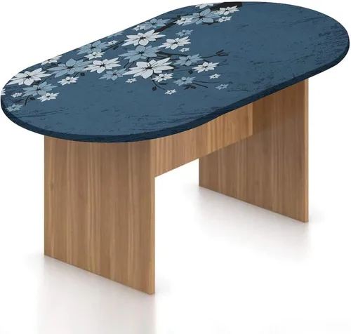 Vista 12 de Mantel ajustable ovalado de poliéster elástico floral, mantel ajustable con estampado de cerezo Sakura, se adapta a mesas ovaladas de hasta 36 x 48