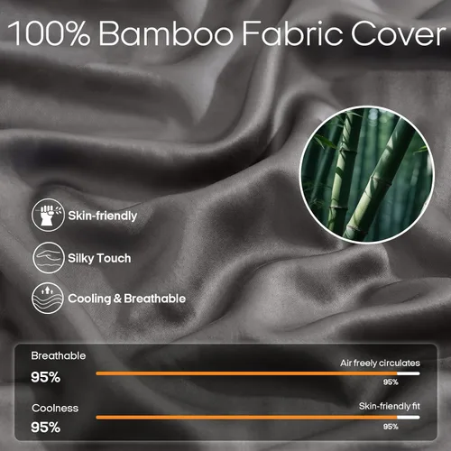 Vista 2 de ZonLi Funda de manta refrescante con peso, certificado Oeko-tex, 100% fibra de bambú natural pura, (gris, 48 x 72 pulgadas), funda de edredón