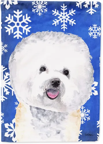 Vista 69 de Caroline's Treasures SC9374GF Bulldog English Snow flakes Holiday Garden Flag Buzón Bandera decorativa para patio exterior, patio, obras de arte
