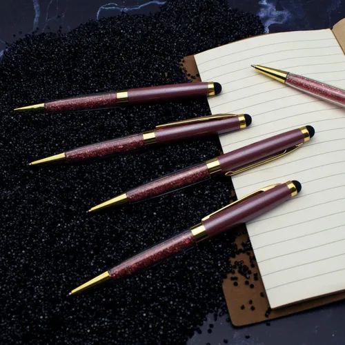 Vista 2 de Ancolo Bolígrafos grabados de lujo con punta de lápiz capacitivo, repuestos de tinta negra de cristal, bolígrafos de calidad, personalizados