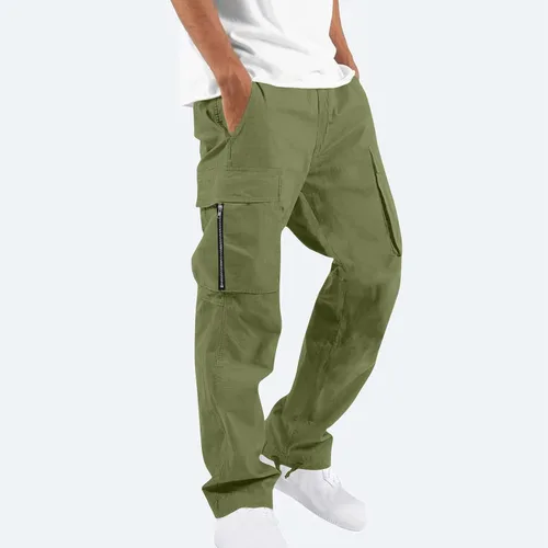 Vista 2 de Dademeo Pantalones de carga para hombre, para exteriores, senderismo, pierna recta, tácticos, cómodos, atléticos, con múltiples bolsillos