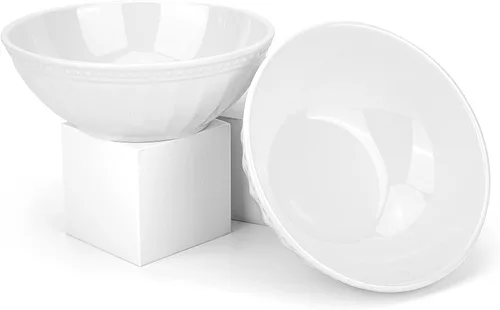 Vista 3 de KX-WARE Cuencos de melamina de 7 pulgadas, cuencos de ensalada/pasta/cena de 30 onzas juego de 8, blanco
