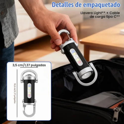 Vista 8 de 2 linternas de llavero brillantes recargables portátiles, mini linterna de llavero, luz LED USB tipo C, múltiples modos de iluminación para acampar