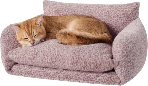 Vista 20 de Hollypet Cama para gatos, mullida, multifuncional, de doble capa, suave para mascotas, sofá ortopédico para gatos y perros pequeños, color beige