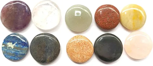 Vista 9 de Juego de 10 cristales curativos Jet Chakra Juego de 10 piedras pulidas para el equilibrio de chakras, cristales y piedras curativas para terapia