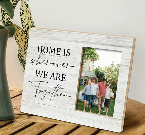 Vista 4 de SRADMO Marco de fotos Home Is Wherever We Are Together con citas familiares de 10 x 8 pulgadas, marco de fotos de madera para mujeres, hombres