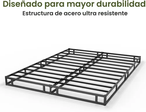 Vista 6 de GRUSIGN Somier de 5 pulgadas para cama matrimonial, base de colchón metálica de tamaño completo con cubierta de tela, marco de acero resistente