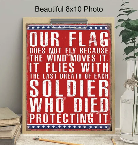 Vista 3 de Bandera estadounidense patriótica militar para decoración del hogar, decoración de habitación, arte de pared – Regalo para veterano estadounidense
